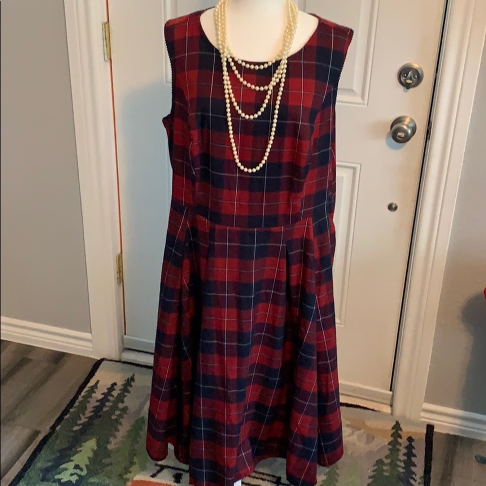 50s pinup style plaid dress